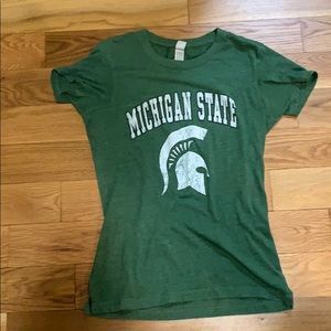 Green and white Michigan State tee